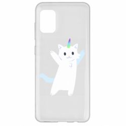 Чехол для Samsung A31 White cheerful cat - PrintSalon