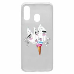 Чехол для Samsung A40 Ahegao girl eating ice cream - PrintSalon