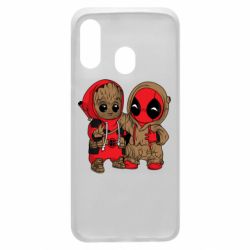 Чехол для Samsung A40 Baby Groot And Deadpool - PrintSalon