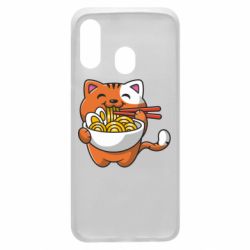 Чехол для Samsung A40 Cat and Ramen - PrintSalon