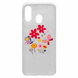 Чехол для Samsung A40 Flowers and Butterflies - PrintSalon