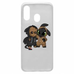 Чехол для Samsung A40 Groot And Toothless - PrintSalon