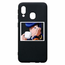 Чехол для Samsung A40 Higashikata Josuke drinking tea - PrintSalon