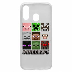Чохол для Samsung A40 Minecraft character heads - PrintSalon