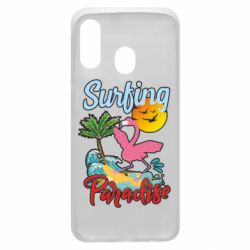 Чехол для Samsung A40 Surfing Paradise Flamingo - PrintSalon
