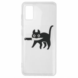 Чехол для Samsung A41 Cat with a knife - PrintSalon
