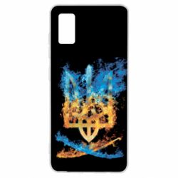 Чохол для Samsung A41 Герб Украины в желто - голубом огнем - PrintSalon