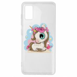 Чехол для Samsung A41 Unicorn with flowers - PrintSalon