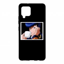 Чехол для Samsung A42 5G Higashikata Josuke drinking tea - PrintSalon