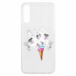 Чехол для Samsung A50 Ahegao girl eating ice cream - PrintSalon