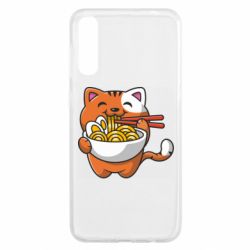 Чехол для Samsung A50 Cat and Ramen - PrintSalon