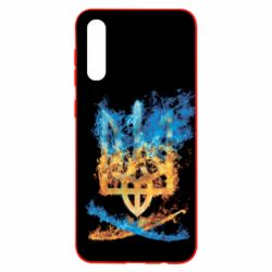 Чохол для Samsung A50 Герб Украины в желто - голубом огнем - PrintSalon