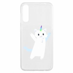 Чехол для Samsung A50 White cheerful cat - PrintSalon