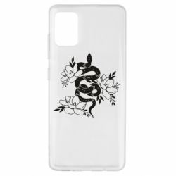 Чехол для Samsung A51 Snake with flowers - PrintSalon