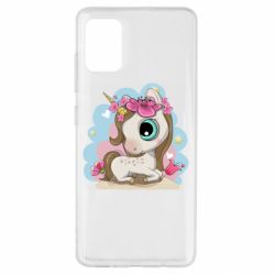 Чехол для Samsung A51 Unicorn with flowers - PrintSalon