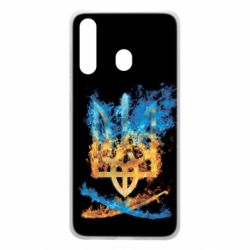 Чохол для Samsung A60 Герб Украины в желто - голубом огнем - PrintSalon