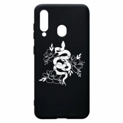 Чехол для Samsung A60 Snake with flowers - PrintSalon