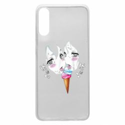 Чехол для Samsung A70 Ahegao girl eating ice cream - PrintSalon