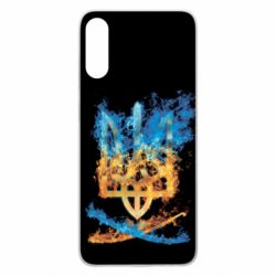 Чохол для Samsung A70 Герб Украины в желто - голубом огнем - PrintSalon