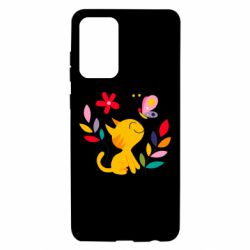 Чехол для Samsung A72 5G Cat, Flowers and Butterfly - PrintSalon