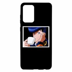 Чехол для Samsung A72 5G Higashikata Josuke drinking tea - PrintSalon