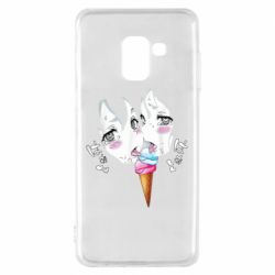 Чехол для Samsung A8 2018 Ahegao girl eating ice cream - PrintSalon
