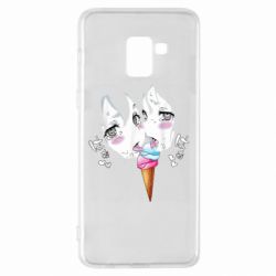 Чехол для Samsung A8+ 2018 Ahegao girl eating ice cream - PrintSalon