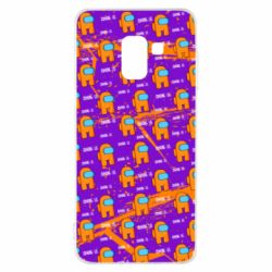 Чехол для Samsung A8 2018 Among Us and grunge background - PrintSalon