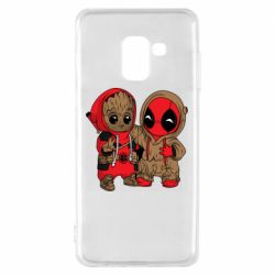 Чехол для Samsung A8 2018 Baby Groot And Deadpool - PrintSalon