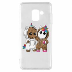 Чехол для Samsung A8 2018 Baby Groot And Unicorn - PrintSalon