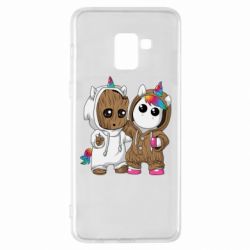 Чехол для Samsung A8+ 2018 Baby Groot And Unicorn - PrintSalon