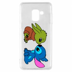 Чехол для Samsung A8 2018 Baby Yoda And Stitch - PrintSalon