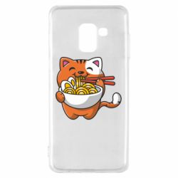 Чехол для Samsung A8 2018 Cat and Ramen - PrintSalon