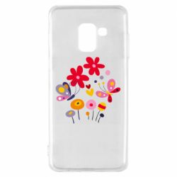 Чехол для Samsung A8 2018 Flowers and Butterflies - PrintSalon