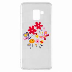 Чехол для Samsung A8+ 2018 Flowers and Butterflies - PrintSalon