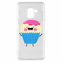 Чехол для Samsung A8 2018 Funny cupcake with smile - PrintSalon
