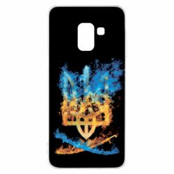 Чохол для Samsung A8 2018 Герб Украины в желто - голубом огнем - PrintSalon