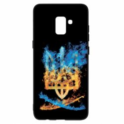 Чохол для Samsung A8+ 2018 Герб Украины в желто - голубом огнем - PrintSalon