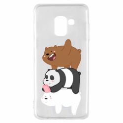 Чехол для Samsung A8 2018 Гризли Панда и Белый - PrintSalon