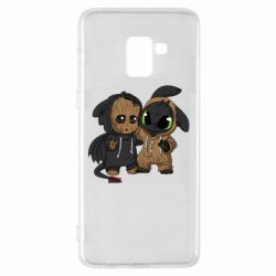 Чехол для Samsung A8+ 2018 Groot And Toothless - PrintSalon