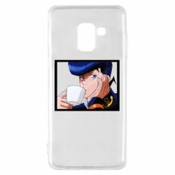 Чехол для Samsung A8 2018 Higashikata Josuke drinking tea - PrintSalon