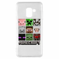 Чохол для Samsung A8 2018 Minecraft character heads - PrintSalon