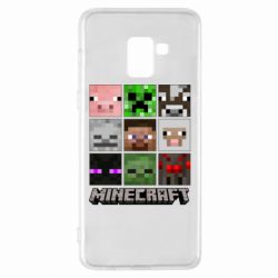 Чохол для Samsung A8+ 2018 Minecraft character heads - PrintSalon