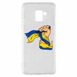 Чехол для Samsung A8+ 2018 Рука с украинским флагом - PrintSalon