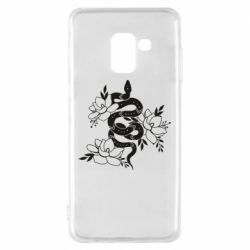 Чехол для Samsung A8 2018 Snake with flowers - PrintSalon