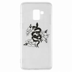 Чехол для Samsung A8+ 2018 Snake with flowers - PrintSalon