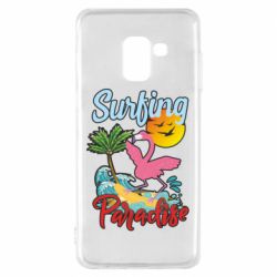 Чехол для Samsung A8 2018 Surfing Paradise Flamingo - PrintSalon