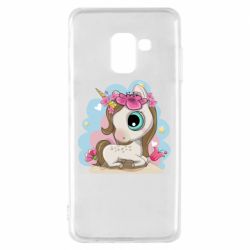 Чехол для Samsung A8 2018 Unicorn with flowers - PrintSalon