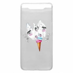 Чехол для Samsung A80 Ahegao girl eating ice cream - PrintSalon