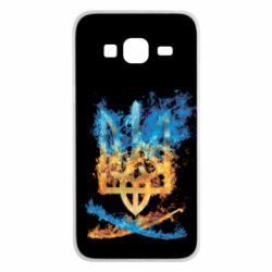 Чохол для Samsung J3 2016 Герб Украины в желто - голубом огнем - PrintSalon